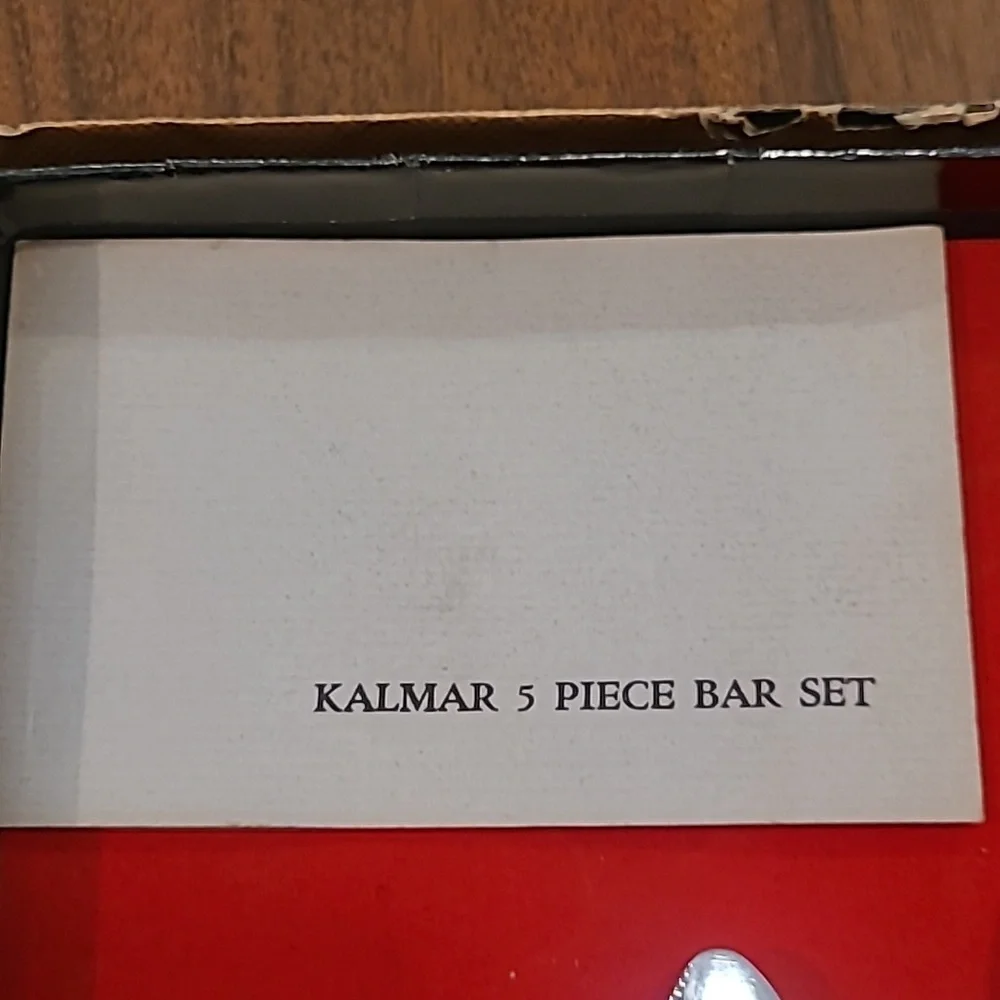 Vintage MCM Kalmar Stainless Steel 5 pc bar set